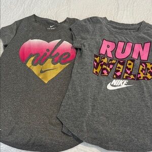Nike Kids Gray Tees with Pink and Yellow Graphics